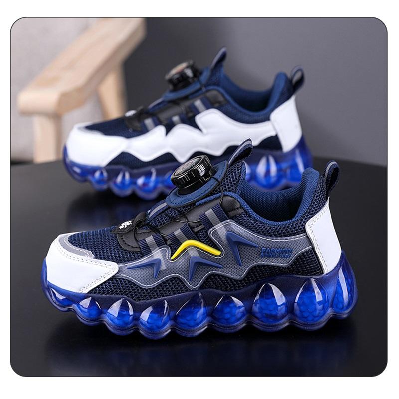 Summer Boys Sports Shoes Kids Sneakers Boys Breathable Mesh Trendy Shoes With Rotating Button Ideal For Active Children