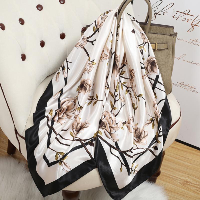 90 Square Scarves, Silk Scarves, Women's New Spring and Summer High-end Sense Versatile, Thin Scarves, Shawls Outside