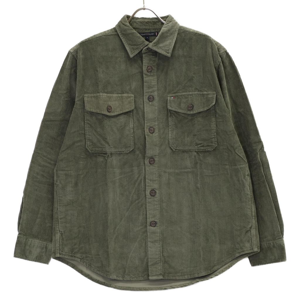 Tommy Hilfiger Green MW36855 Relaxed Fit Corduroy Shirt Tops M greenUsed