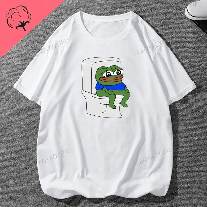 Pe Pe The Frog Meme Emote Cotton Mens Clothing Vintage Fashion Frog Animal Ladies Summer Kawaii Tees Funny Gift Casual Shirt