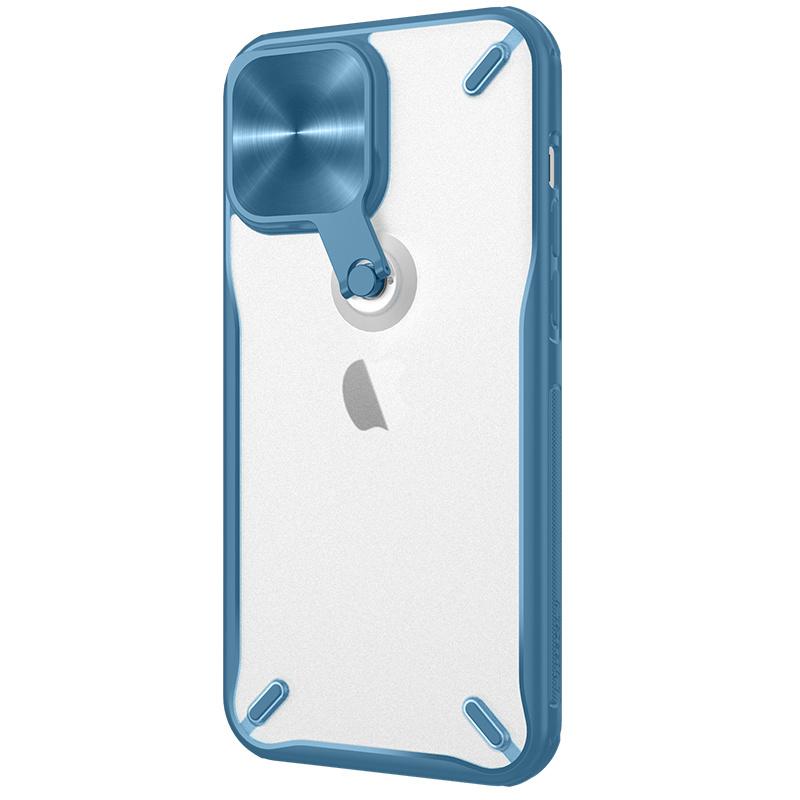 Nillkin Cyclops Case: Durable Cover with Camera Guard & Folding Stand for iPhone 13 Pro - Blue