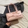 Women Simple Underarm Bag PU Leather Bowknot Handbag for Outdoor Travel (Pink)