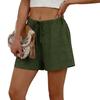 Women's Soft Cotton Linen Shorts Pockets Soft  Button Closure No Zipper Slim Fit Shorts