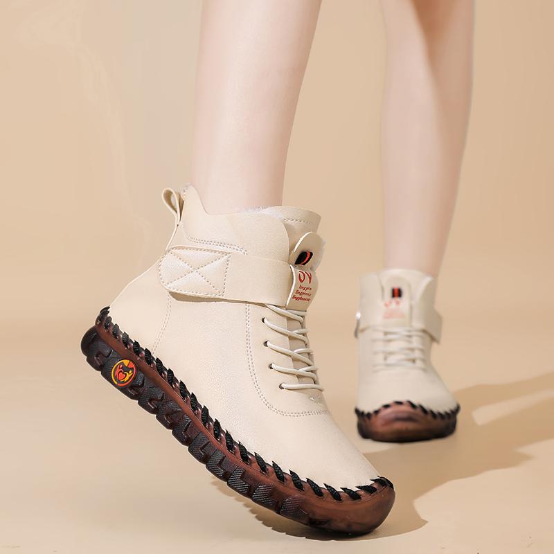 Women Winter Warm Walking Shoes Moccasins Driving Shoes High Top Fur Boots Casual Plus Size Outdoor Handmade Shoes
