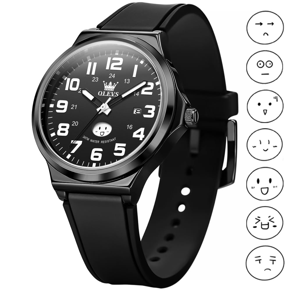 OLVES Quartz Watch, Unisex, Simple Design, Perfect for Exams, Tests, High School Students, Couples, Quiet, Waterproof, Luminous, Analog, Day of the