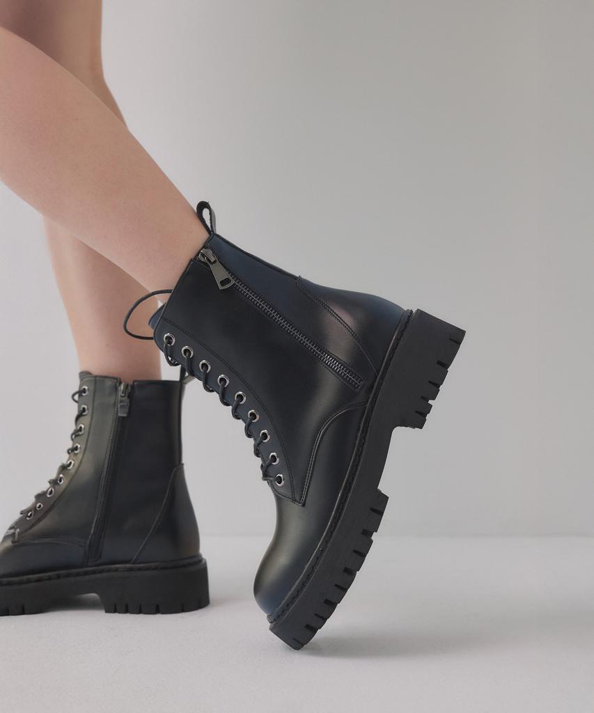 Salt And Chocolate Lace-Up Ankle Work Boots 412146006 (4Cm/1Color)