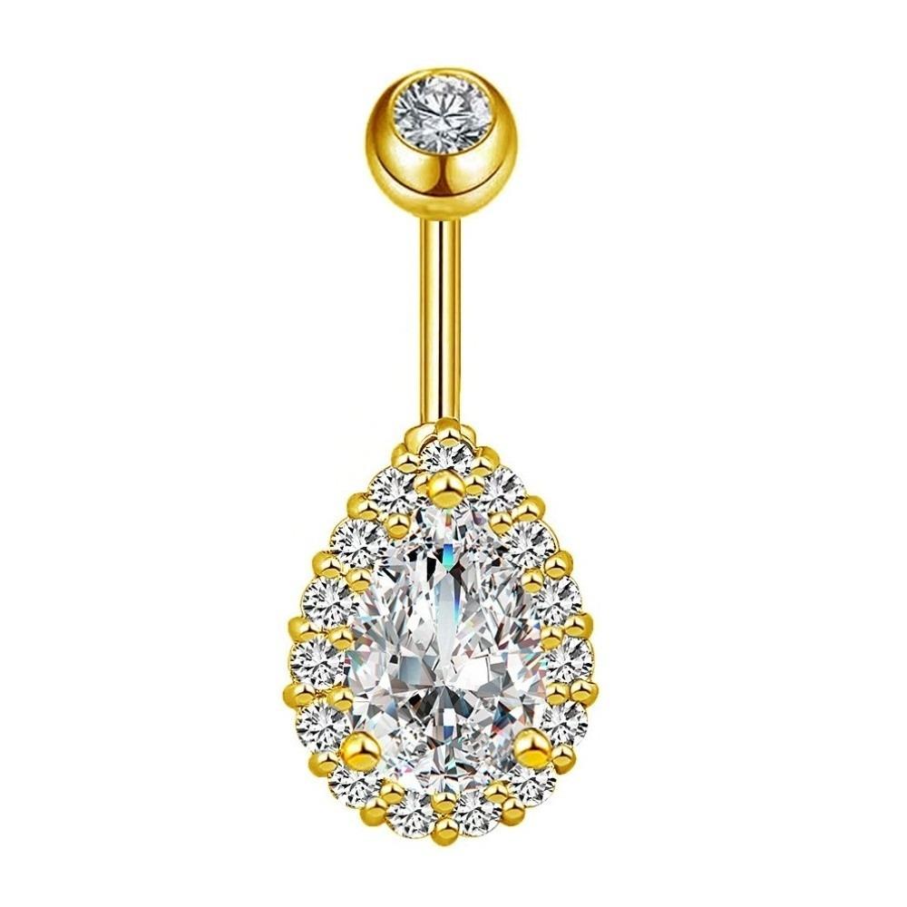 Rhinestone Zircon Navel Ring Stainless Steel Body Piercing Jewelry Fashion Belly Button Ring  Gift