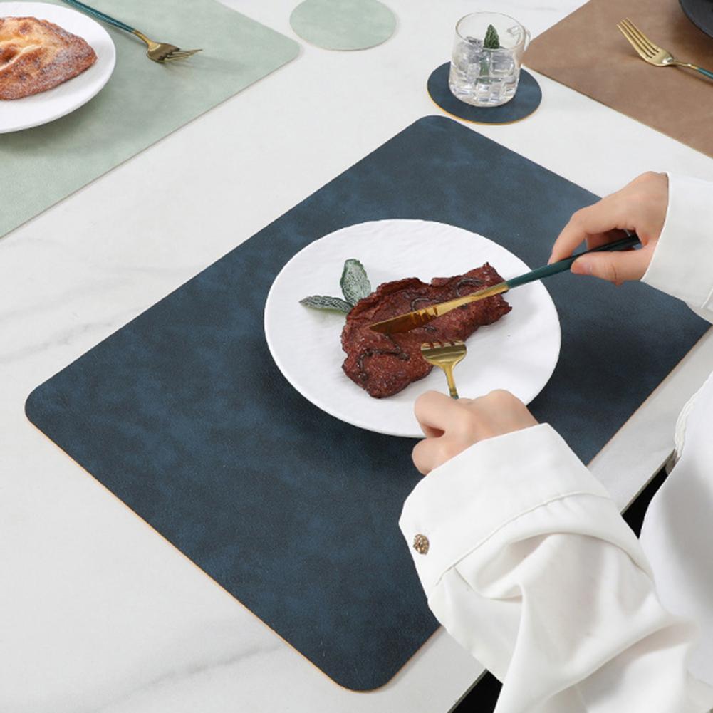Easy To Clean Placemats Faux Leather Placemats Waterproof Faux Leather Placemat Coaster Set for Dining Table Heat Insulation