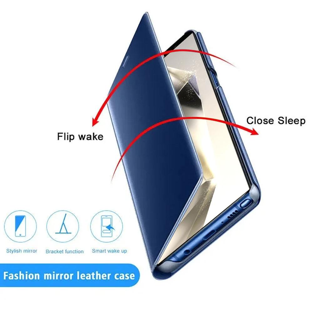 Busin Plating Mirror Smart View Sle Leather Flip Phone Case For Samsung S26 Ultra S25 S24 S23 Plus FE Anti-fall Protection Cover