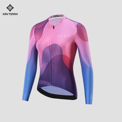 Womens Cycling Jersey Long Sleeve Breathable Quick-Dry Bike Top Road