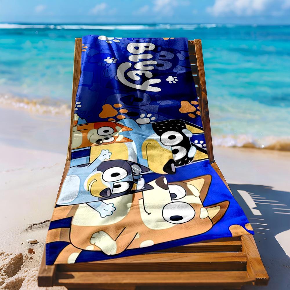 Lovely Bluey Beach Towel Super Soft & Absorbent Comfortable Lightweight Perfect for Traveling Yoga Camping and Swimming