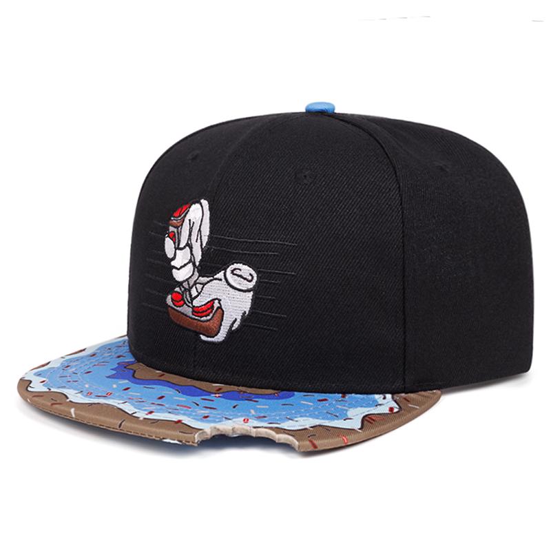 2026 New Fashionable Hip Hop Hat Doughnut Game Controller Embroidered Baseball Hat Outdoor Sunshade Skateboard Hat Flat Edge Hat