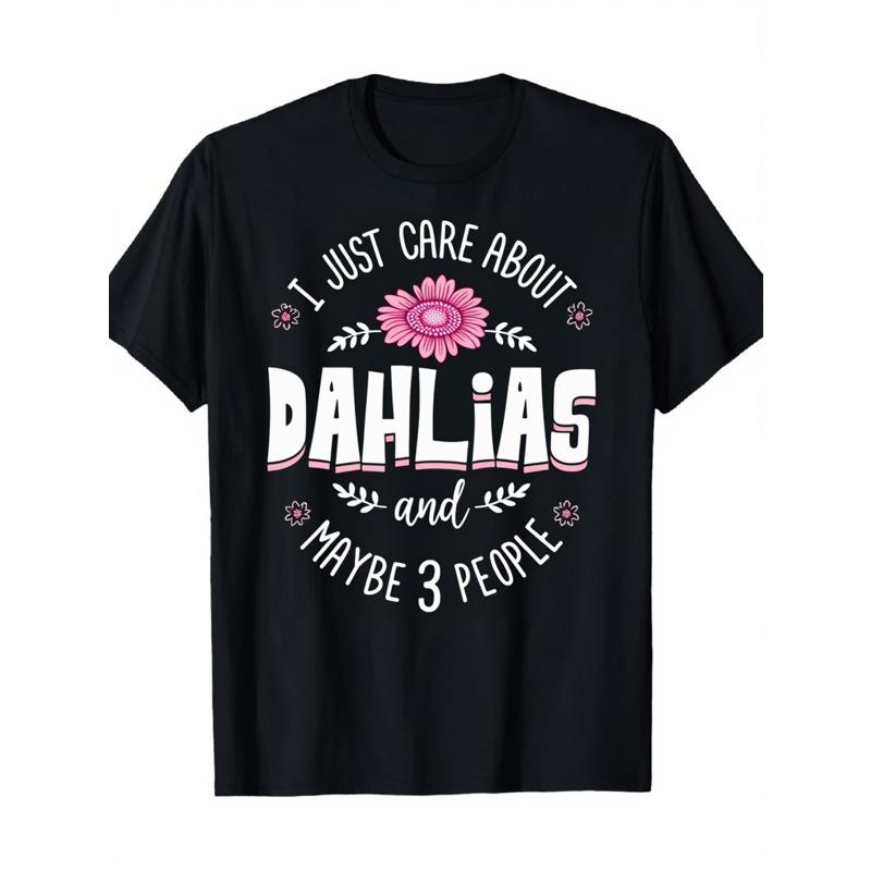 

Womens Black Dahlia Flower Graphic T-Shirt | Short Sleeve Crewneck Casual Tee for Daily Wear, Plant Lover Gift, Unisex Fit, Round Neck, Summer S чёрный