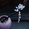 Handmade Orchid Flower Hairpins Hair Sticks with Tassel Vintage Wood Chinese Hair Stick Pins for Women Hair Jewelry Accessories