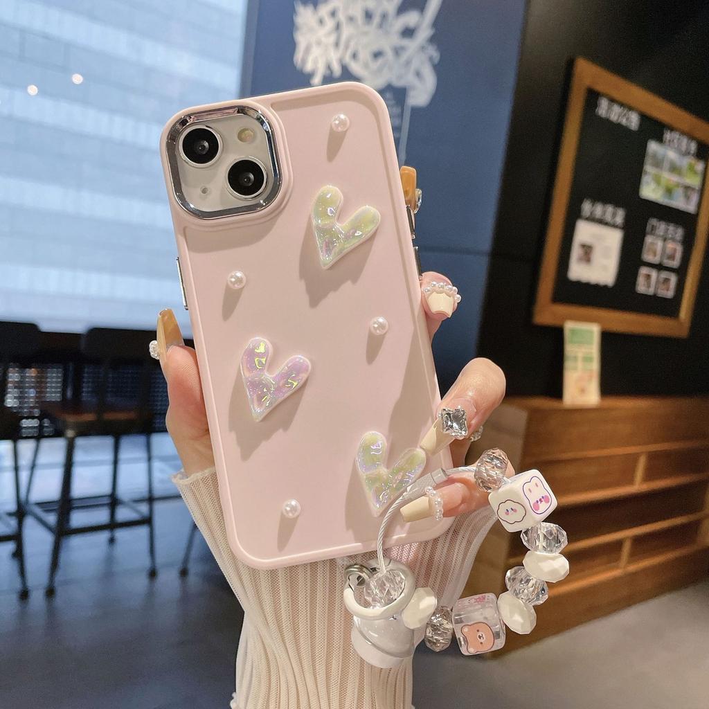 Suitable for Apple 16PRO Metal Photo Frame Pearl Love Mobile Phone Case IPhone 7P/XR Solid Color Protection Case