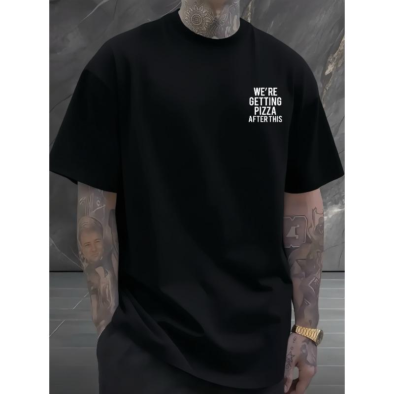 T-shirt with Letter Print, Short-sleeved Men's T-shirt, Soft and Breathable for Daily and Outdoor Sports Wear, Casual Clothing for Big and Tall Men