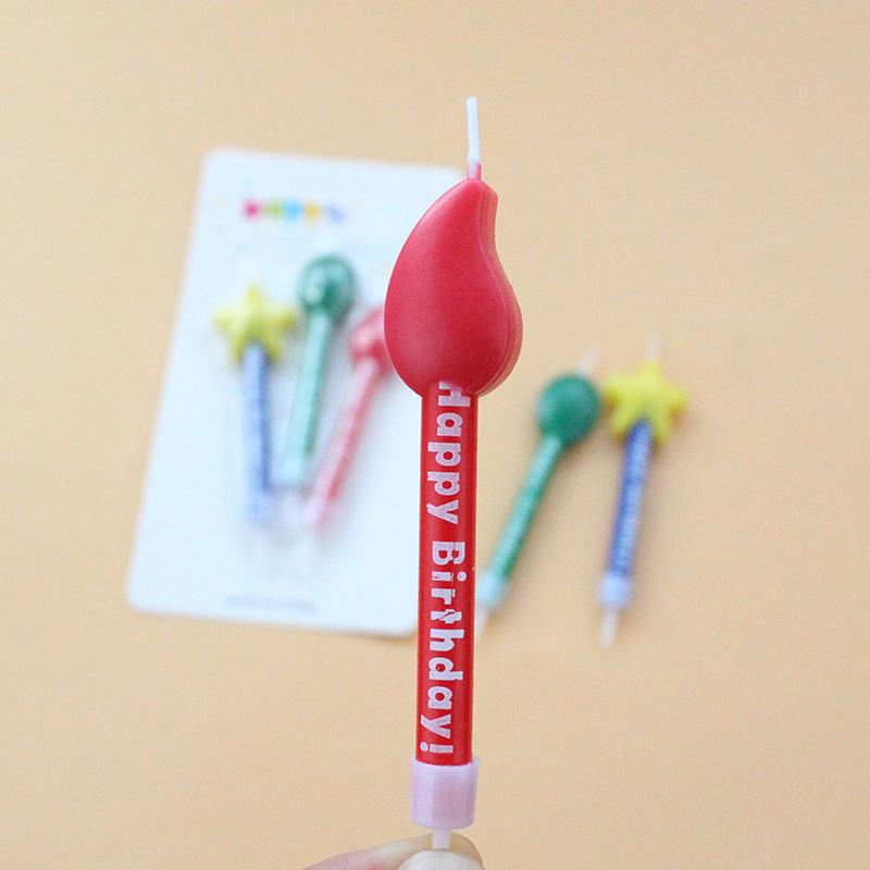 Ins Happy Birthday Letters Colorful Retro Candles Creative Pattern Stars Flame Balloon Party Candles