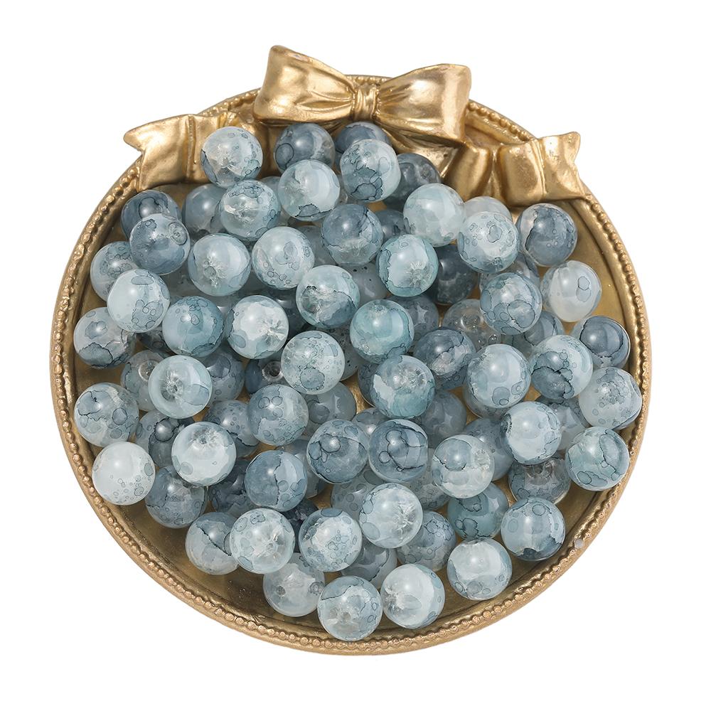 20/50pcs Crackle Flowers Glass Beads 10mm Round Spacer Loose Bead for DIY Bracelet Necklace Jewelry Making Accessories Supplies