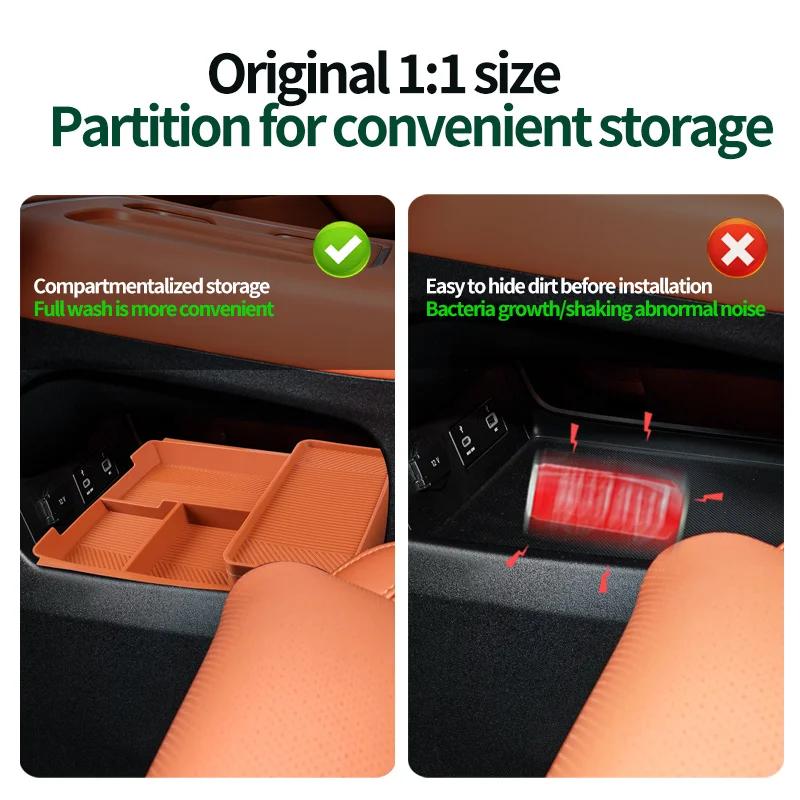 For Leapmotor C10 2024-2026 Car Center Console Storage Box Armrest Lower Storage Box Silicone Anti-Slip Organizer Accessories