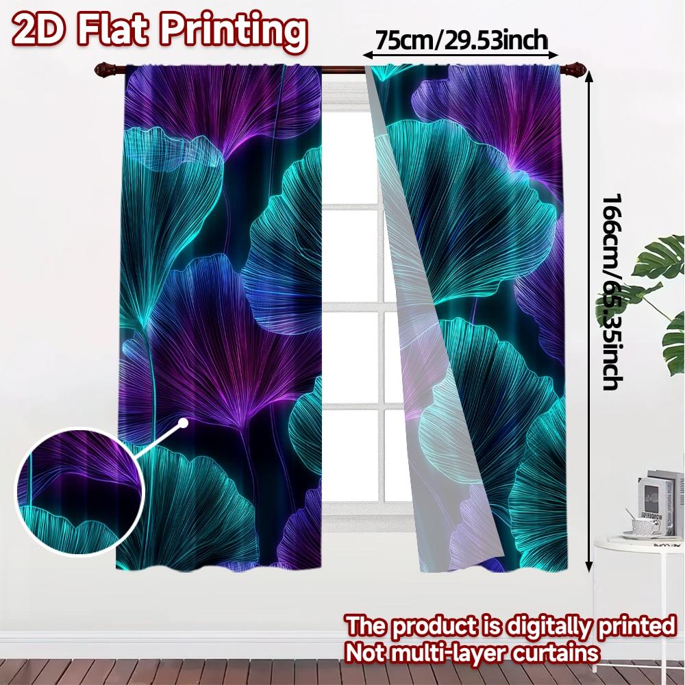 Set Of 2 Flat Printing Curtains Without Rod Floral Glow Design Women Is Day Holiday Digital Machine Curtain Polyester