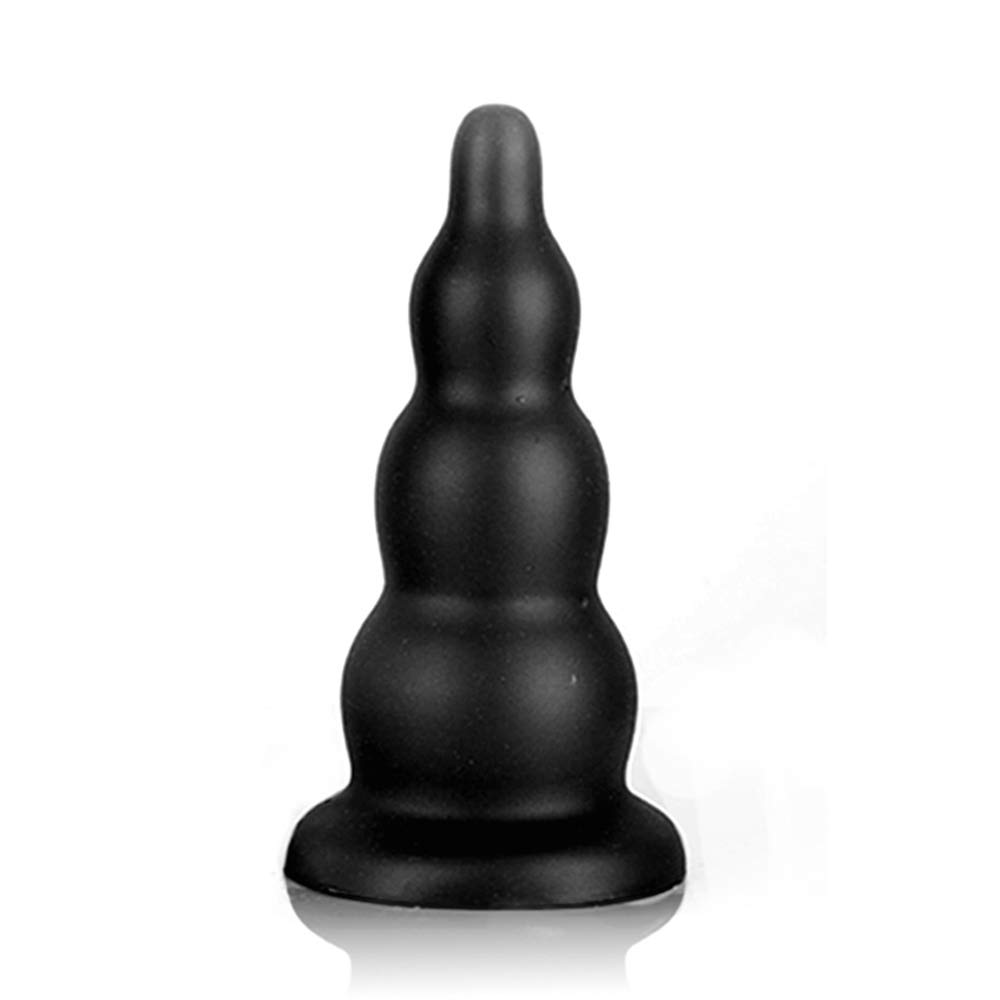 Tower Anal Beads Anal Plug with Suction Cup 4 Beads Silicone Black S TaRiss's 7.5cmx20cm