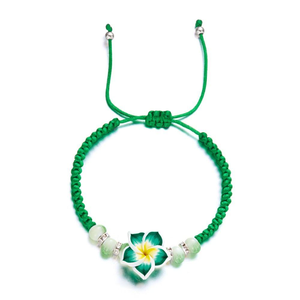 Colorful Polymer Clay Braid Rope Bracelet Beads Egg Flower Bangle  Party Jewelry