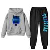 Womens Winter Casual Hooded Sweatshirt Pants Set With Print Loose Fit Streetwear