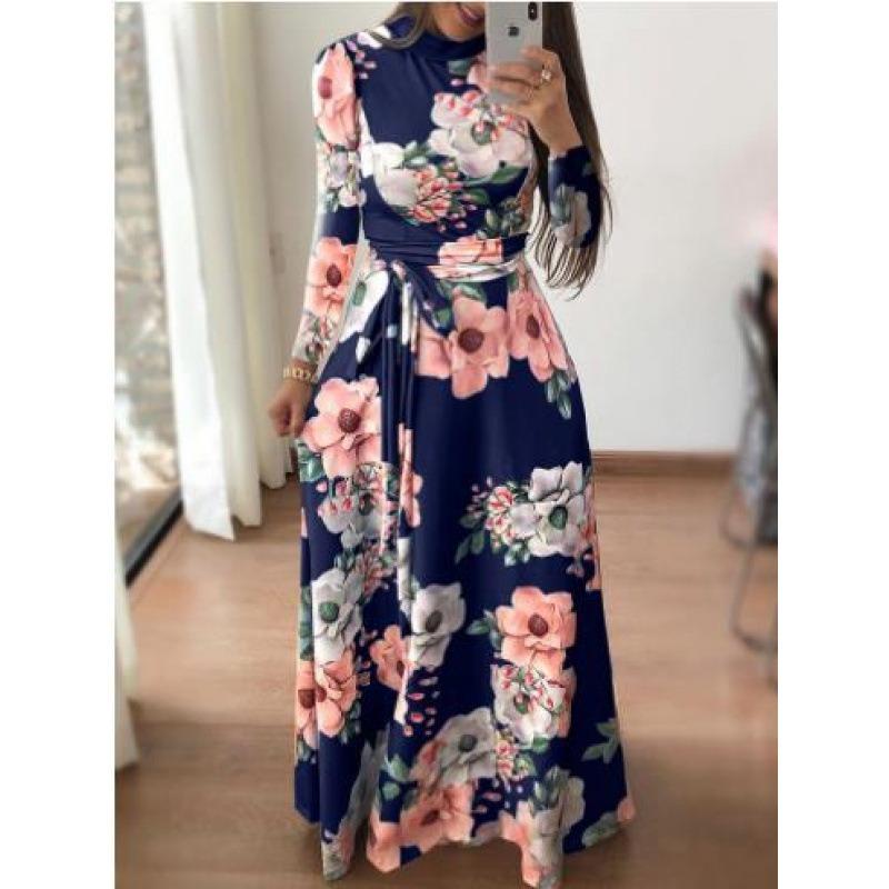 QICED Women's Fashion Summer Spring O-Neck Short Sleeve Casual Dresses