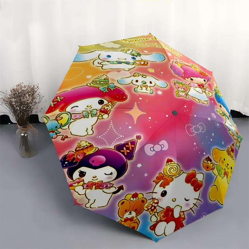 1pc Sanrio Characters Automatic Folding Umbrella - Portable Three-Fold Design with 8-Bone Iron Frame, Perfect for Outdoor Use, Festive Gifts, Fans, Tr