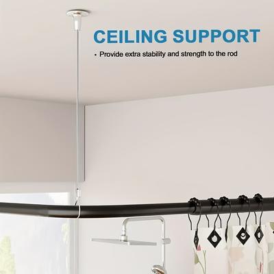 1pc Curtain Rod/Shower Curtain Rod Support Rope, Adjustable Ceiling Hanging Bracket, Suitable for Curved/L-Shaped/Curtain Rods