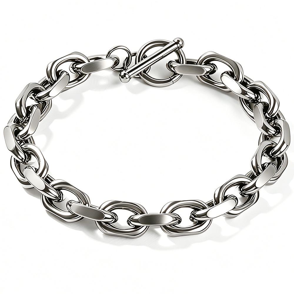 Men's Cuban Oval Link Stainless Steel Bracelet & Necklace Set in High Polish Finish