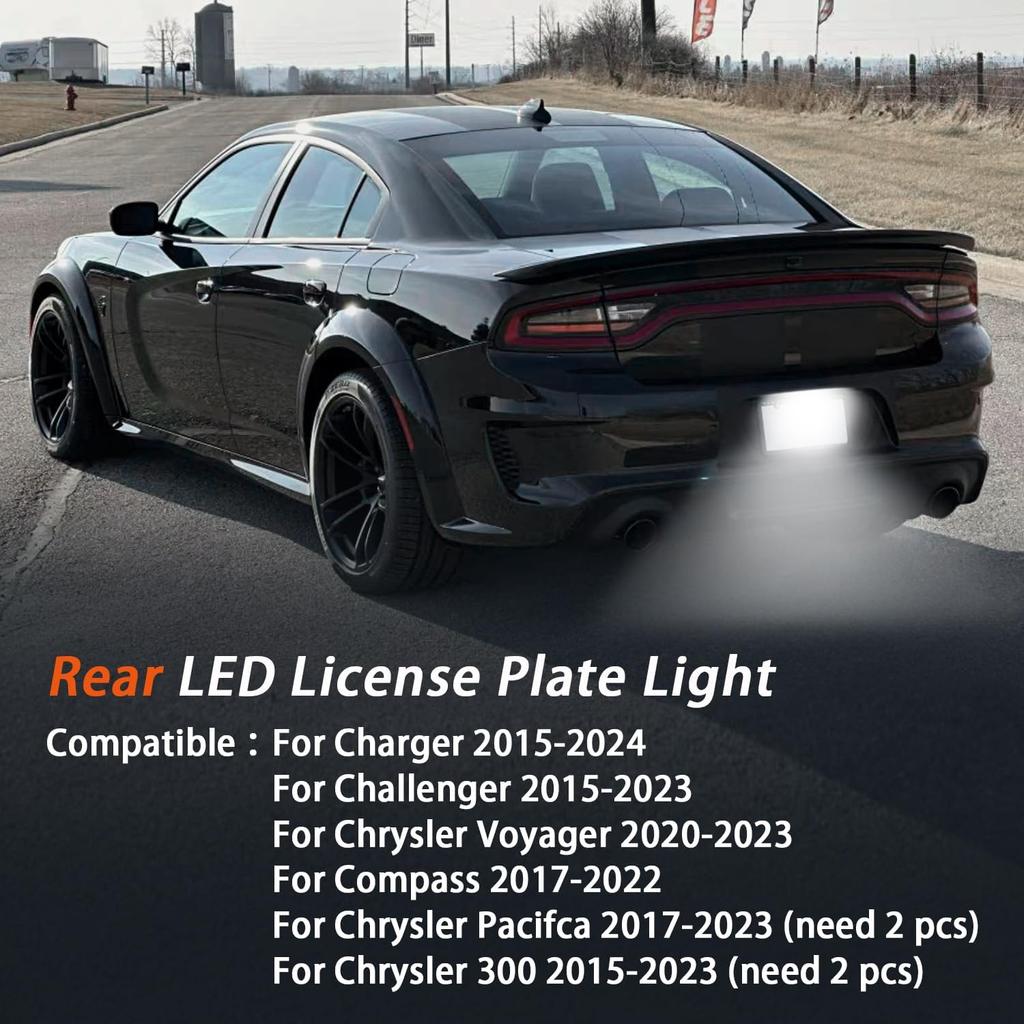 LED License Plate Light for Charger 2015-2023, for Chrysler 300 2015-2023, for Challenger 2015-2023, for Compass 2017-2022, 6000K White Tag Light,