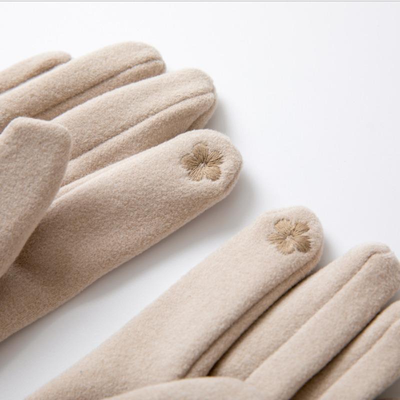 German Velvet Winter Gloves To Keep Warm Women's Winter Thickened and Fresh Cycling Hairy Mouth Cold-proof Outdoor Windproof Touch Screen Gloves