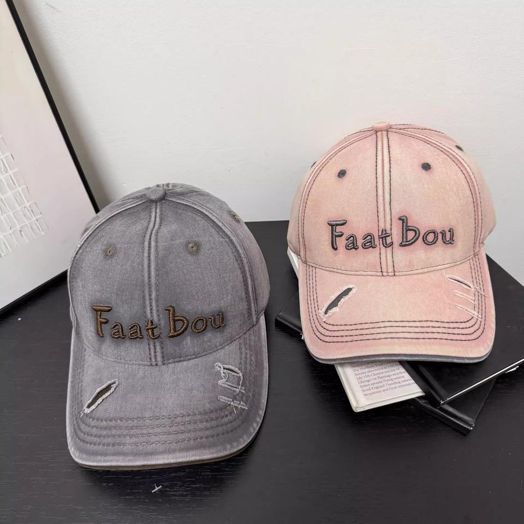 Faatbou Baseball Cap With Embroidered Letters Black For Casual Streetwear