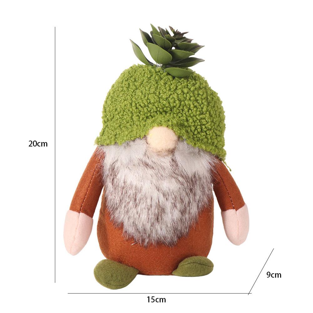 Green Faceless Dolls with Big Bearded Dwarf Doll Goblin Ornament Succulent Gnomes Doll Christmas