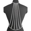 Elegant Pearls Body Chain with Gold Alloy Women's Fashion Accessory Necklace For Evening Event And Beach Vacations