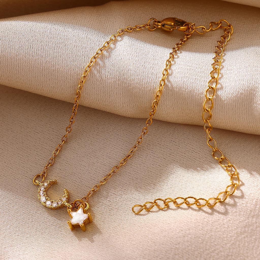 Mini Star Moon Pendant Anklet For Women 2026 Summer Beach Gold Color Stainless Steel Party Chain Foot Jewelry Gift Waterproof