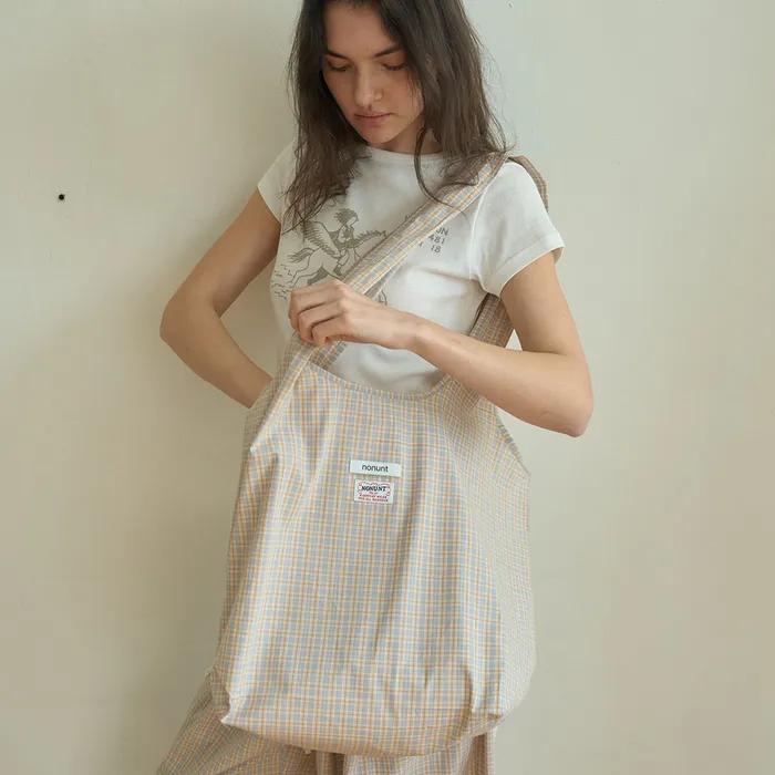 Check Wide Eco Bag Yellow