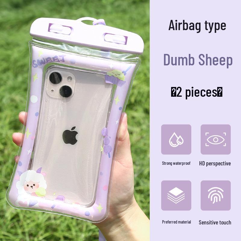 2-Pack Waterproof Airbag Phone Bag: Ultra-Thin, Dustproof, Transparent for Swimming & Rafting