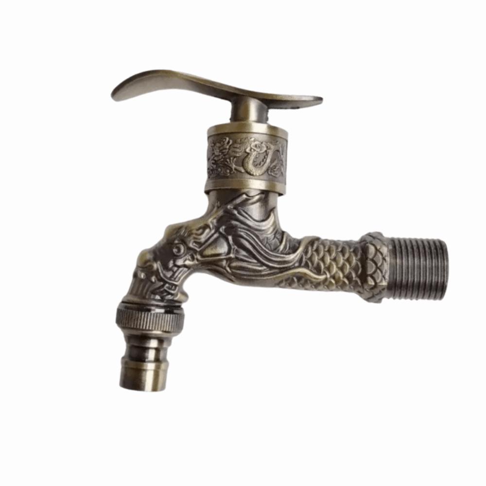 Bronze Keramik Ventilkern Drachen Armatur Bronze Oberfläche Geschnitzt Wandmontiert Eckventil Einzelkalt 4-Pin Schnittstelle Antiker Wasserhahn