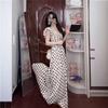 2026 French Style Polka Dot Pleated Waist Long Summer Dress
