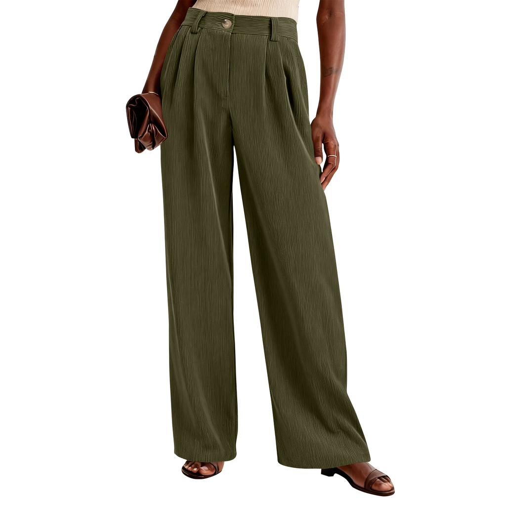 Women's Casual Fashion Pinstripe Straight And Winter Loose Wide-leg Straight Pants
