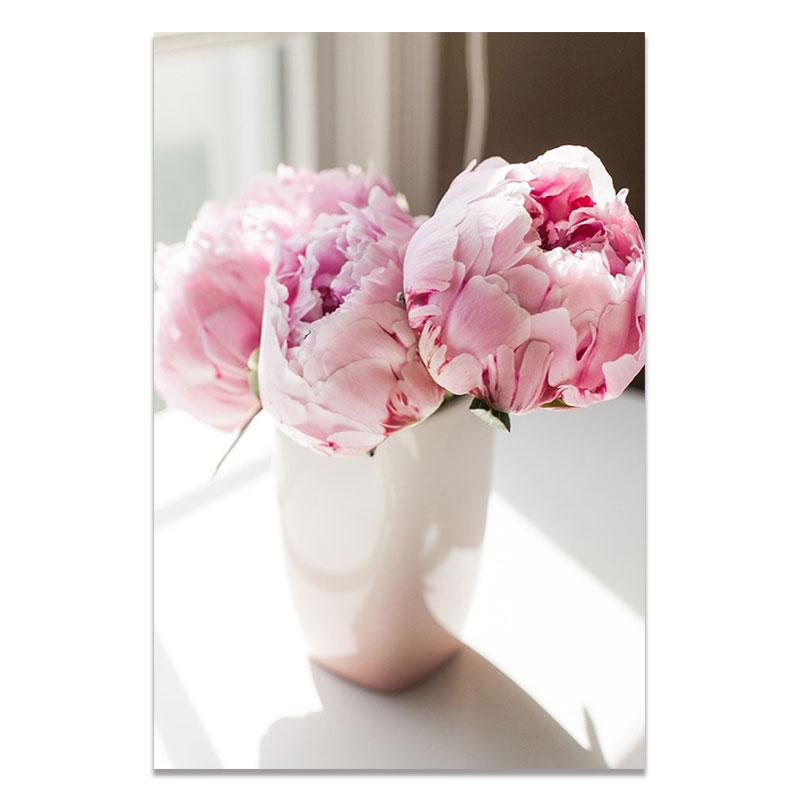 Scandinavian Style Flower Pictures Vase Wall Posters On The Wall Pink Canvas Painting for Living Room Modular Paintings Wall Art