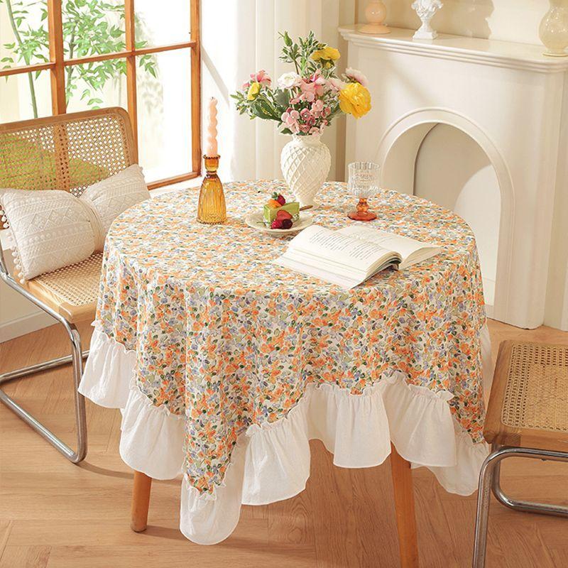 Rural Style Circular Tablecloth Tea Table Cover Cloth Round Tablecloth Dining Table Cloth Table Cloth Decorative Cloth Cover Cloth