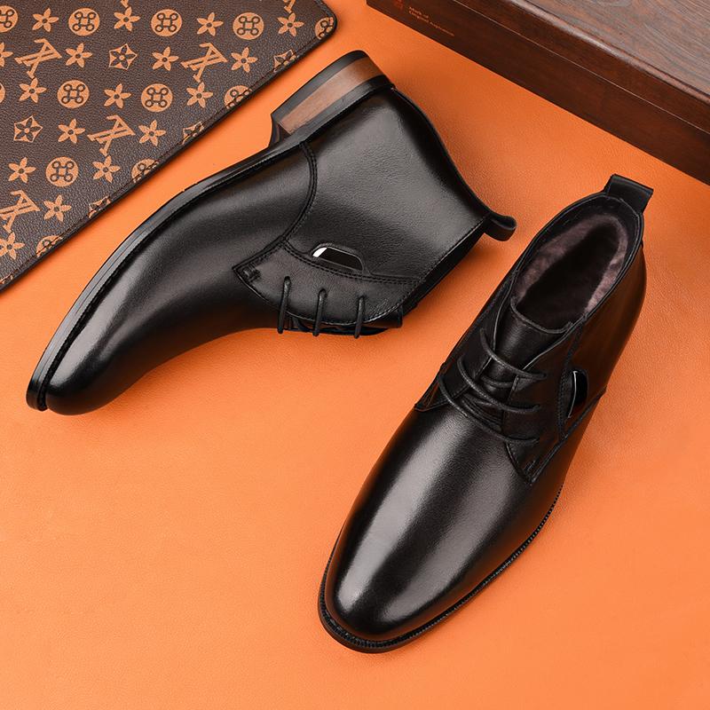 Top Quality All-match Men Ankle Boots Genuine Leather High Top Business Shoes Luxury Brand Smart Formal Dress Shoes Walk Botas