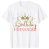 Birthday Princess T-shirt DAD MOM Uncle Aunt Family Gathering Tops Girls Birthday Party Tshirt Short Sleeve Black White Tee