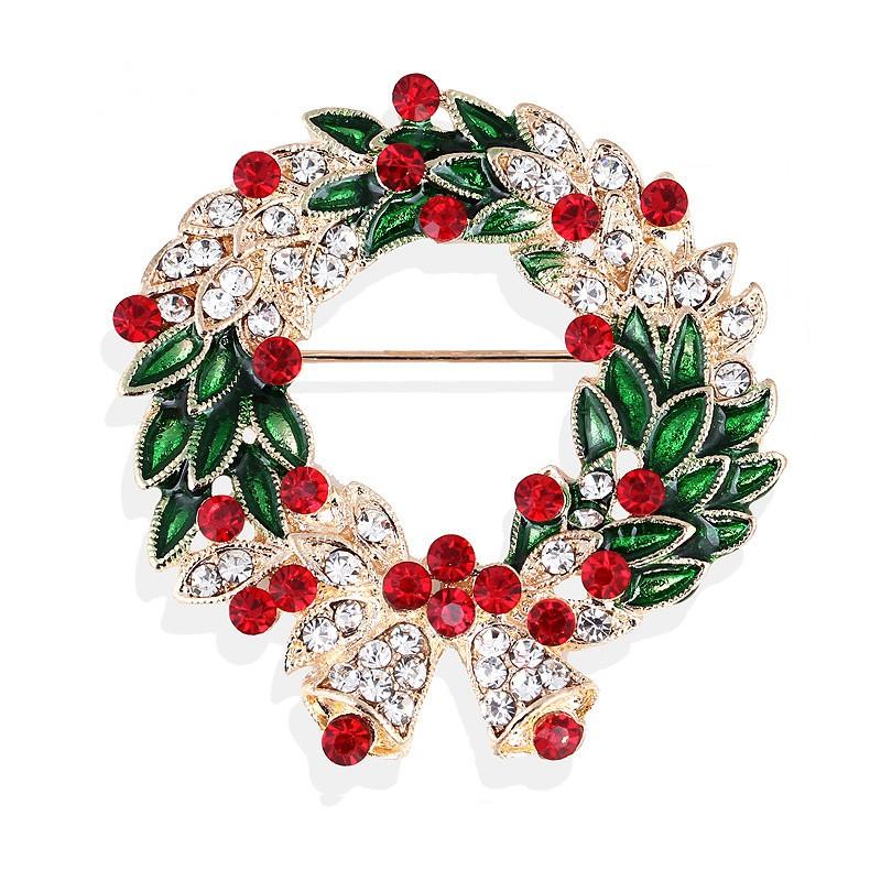 Weihnachts-Emaille-Brosche, Weihnachtsstiefel, Kranz, Metallnadel, Modeschmuckgeschenk für Frauen und Männer, Weihnachtsdekorationsgeschenke.