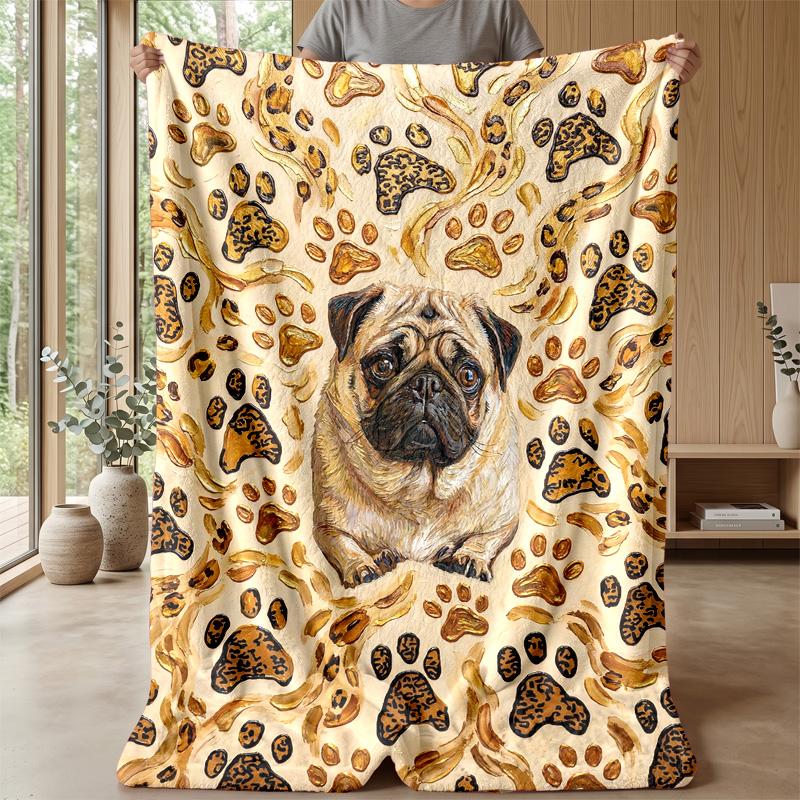 Pug in Flames Theme blanket Lightweight Warm Flannel Blanket Decorative Throw Blanket for Home Decoration