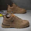 Herrenschuhe PU-Leder Freizeitschuhe für Herren Mode Plateau-Sneakers Einfarbig Braun Herren Laufschuh Hombres Stiefeletten2025
