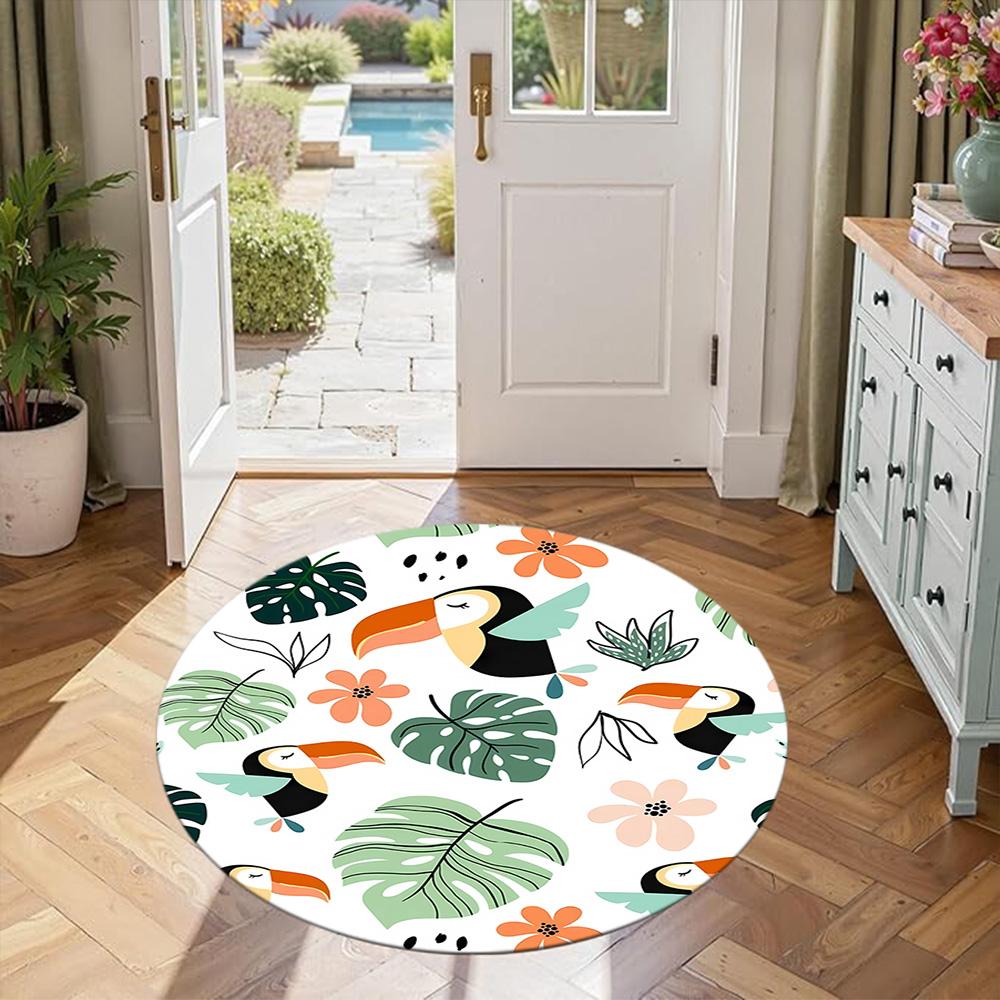 Monstera Leaf Round Floor Mat Suitable for Dining Room Living Rooms Bedrooms Decorate room Anti-slip Round Rug Decorate Offices